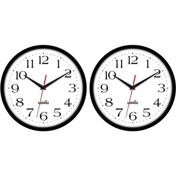 2 Pack Silent Wall Clock, 10 Inch Non Ticking Quiet Digital Sweep Decorative - Picture 1 of 10